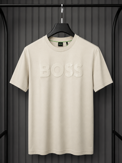 BOSS Tonal Flock-Logo T-Shirt Light beige