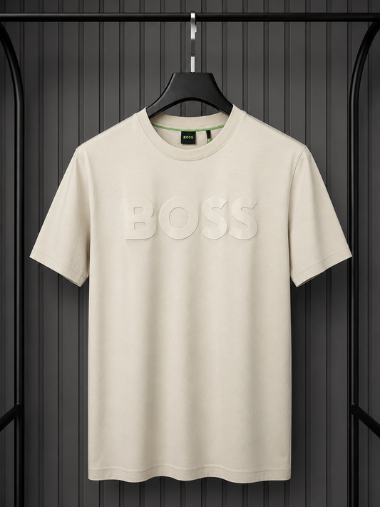BOSS Tonal Flock-Logo T-Shirt Light beige
