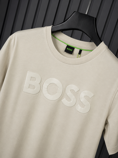 BOSS Tonal Flock-Logo T-Shirt Light beige