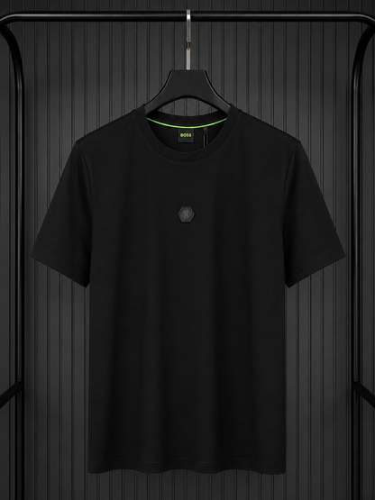 BOSS Cotton T-Shirt with Double-B Monogram Badge – Black