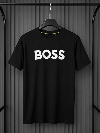 BOSS Cotton T-Shirt Large Logo Black