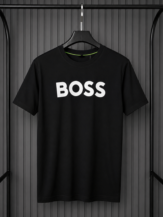 BOSS Cotton T-Shirt Large Logo Black