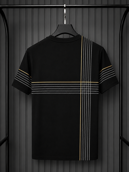 Boss Stripe-Artwork T-Shirt Black