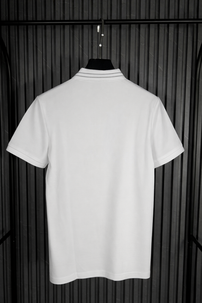 BOSS Contrast Detail Logo Polo Shirt White