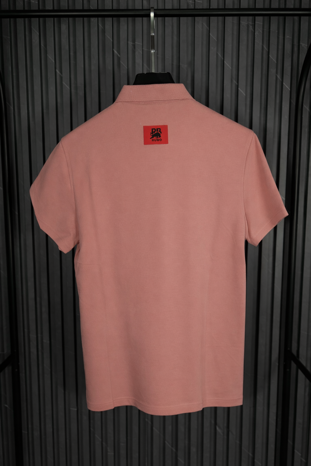 HUGO Logo Tape Shoulder Polo Shirt Pink