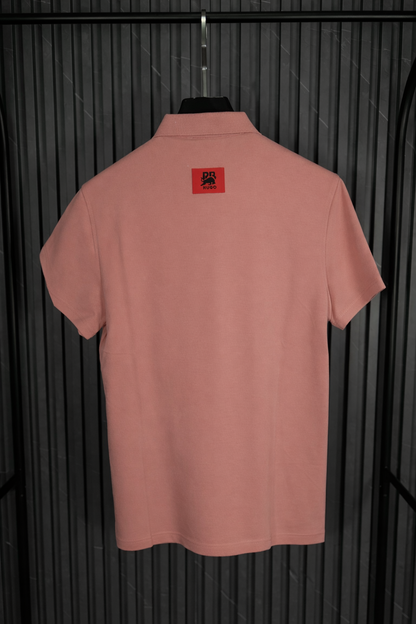 HUGO Logo Tape Shoulder Polo Shirt Pink