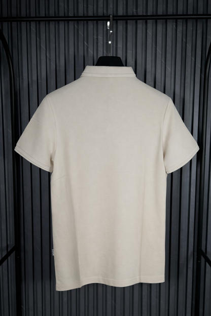BOSS Tonal Monogram Polo Shirt Beige