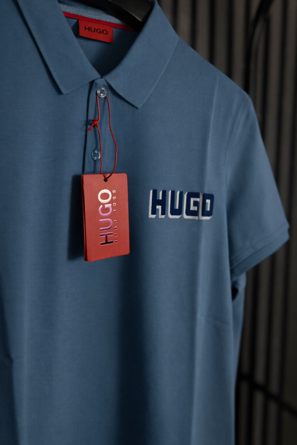 HUGO Outline Logo Polo Shirt Blue