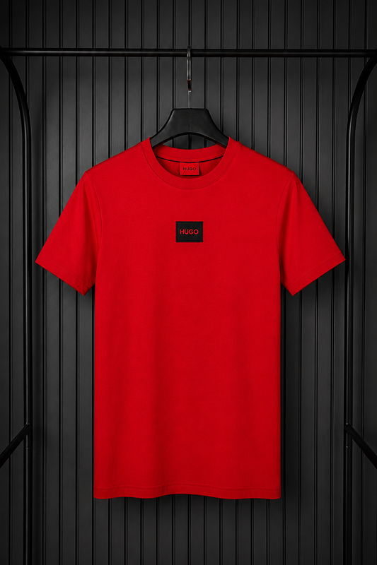 HUGO Red Box Patch T-Shirt Red – Playera Minimalista en Rojo (Nuevo)