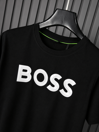 BOSS Cotton T-Shirt Large Logo Black