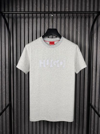 HUGO Tonal Logo T-Shirt Grey – Playera Minimalista en Gris Jaspeado (Nuevo)