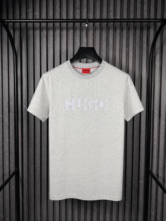 HUGO Tonal Logo T-Shirt Grey – Playera Minimalista en Gris Jaspeado (Nuevo)