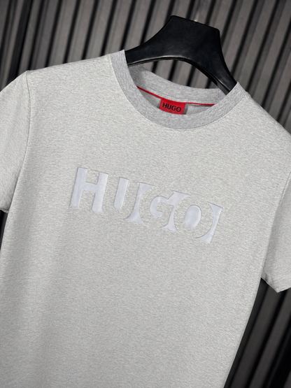 HUGO Tonal Logo T-Shirt Grey – Playera Minimalista en Gris Jaspeado (Nuevo)