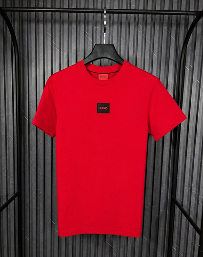 HUGO Red Box Patch T-Shirt Red – Playera Minimalista en Rojo (Nuevo)
