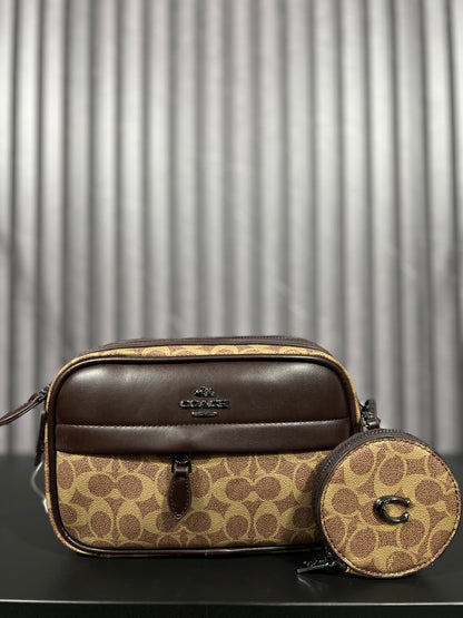 Coach Charter Crossbody Signature Khaki Brown