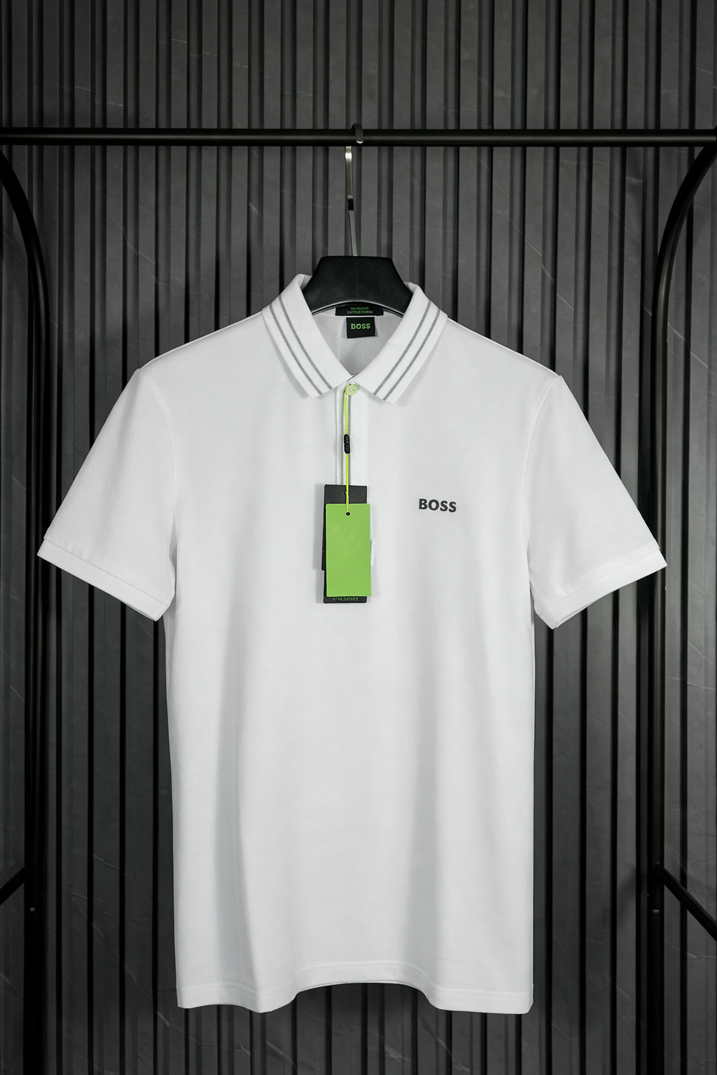BOSS Contrast Detail Logo Polo Shirt White