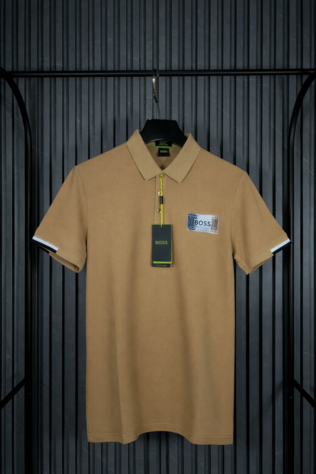 BOSS Label Patch Polo Shirt Brown