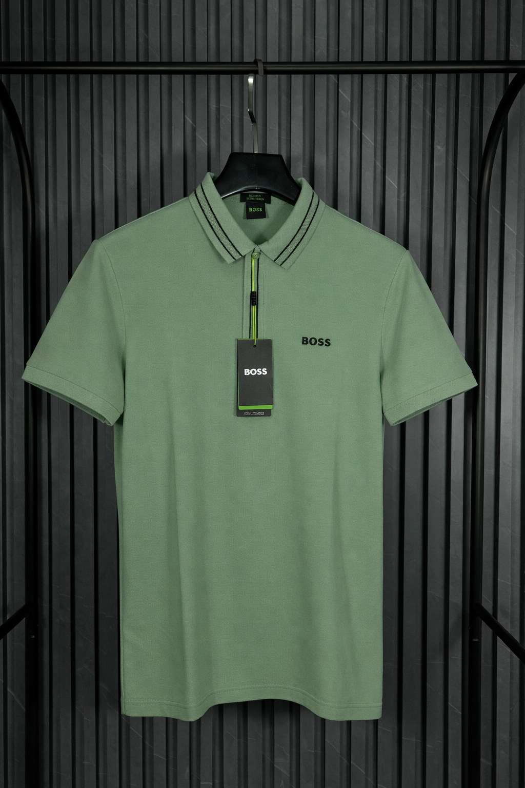 BOSS Contrast Detail Logo Polo Shirt Green