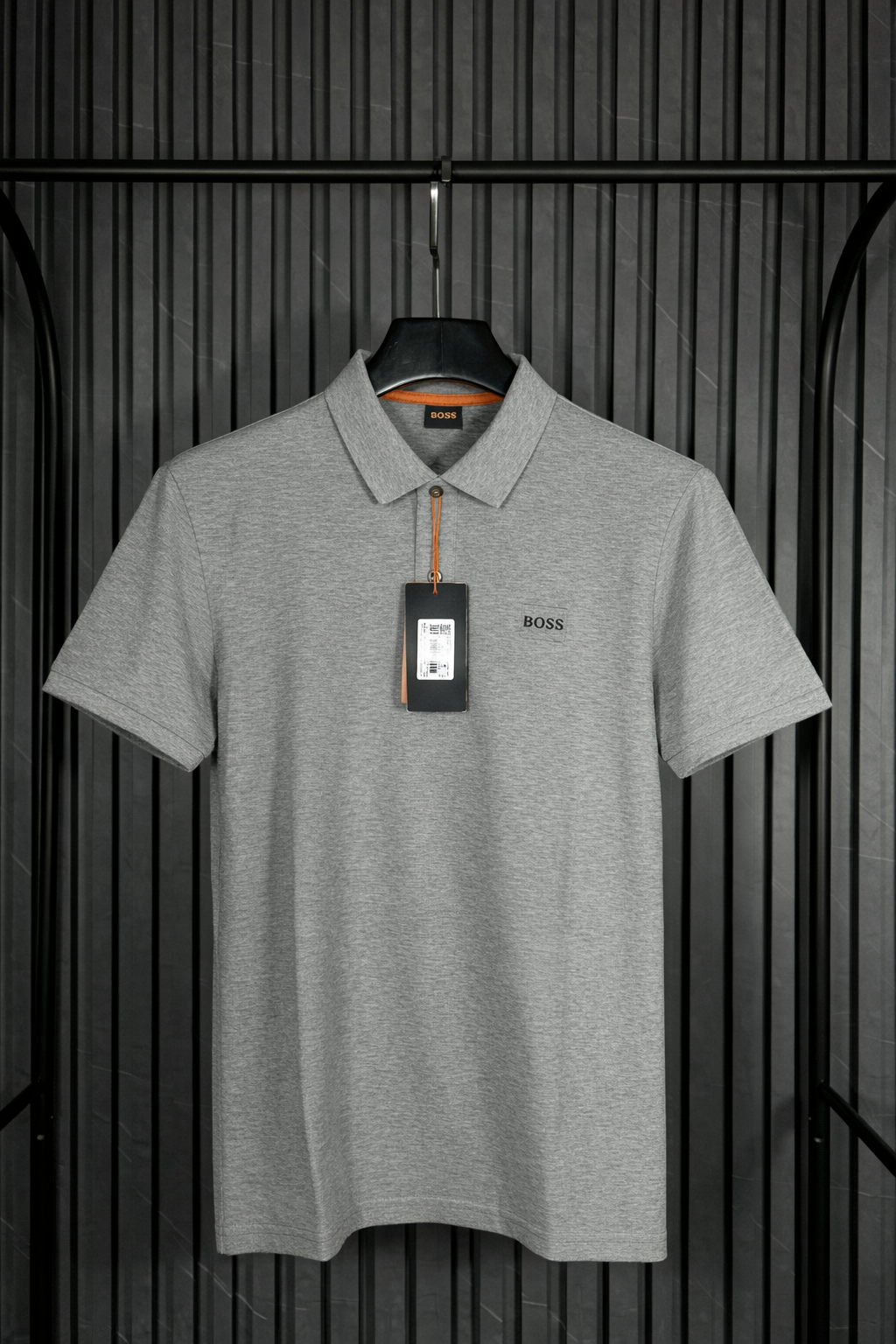 BOSS Classic Logo Polo Shirt Grey Melange