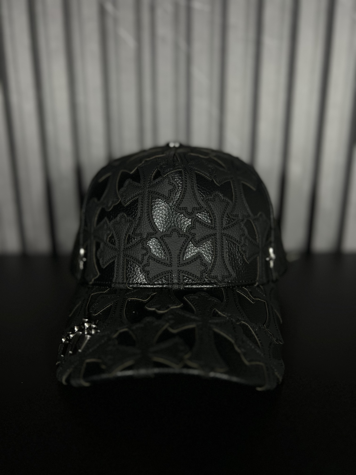 Cash Only Crown Crosses Leather Cap