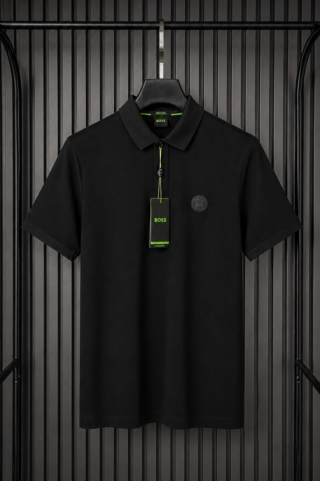 BOSS Athleisure Badge Polo – Black Neon Edition (Nuevo)
